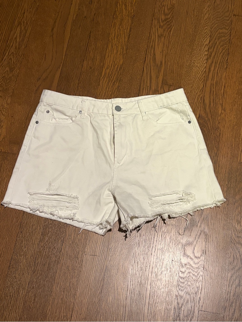Articles Of Society White Distressed Denim Cutoff Shorts
